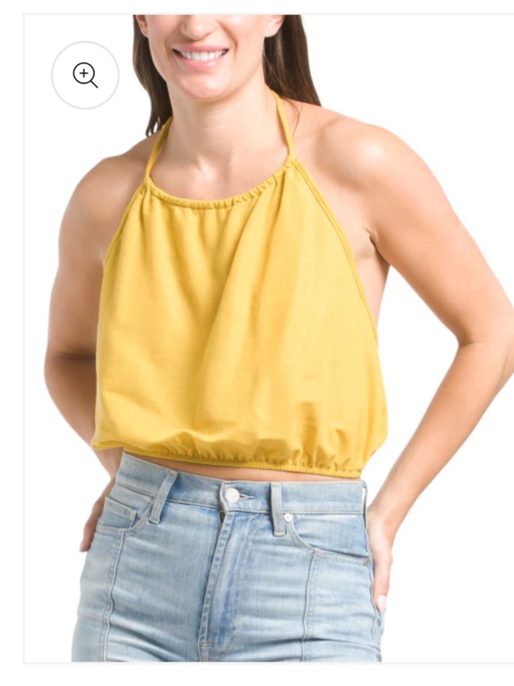 NWOT Zara Sleeveless Halter Crop Top in Mustard Yellow, Size L